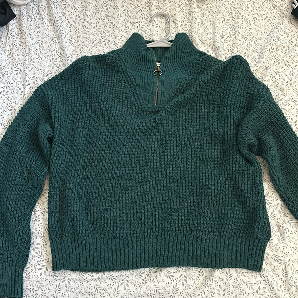 American Eagle forest green quarter zip